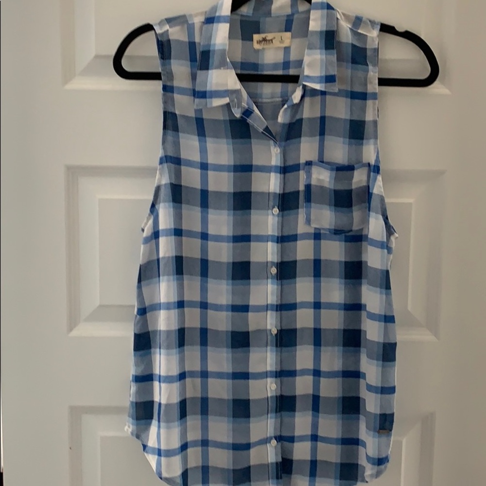 Blue Plaid Sheet Button Up